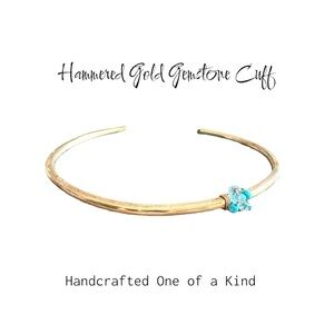 Handcrafted Gold Gemstone Cuff Bracelet